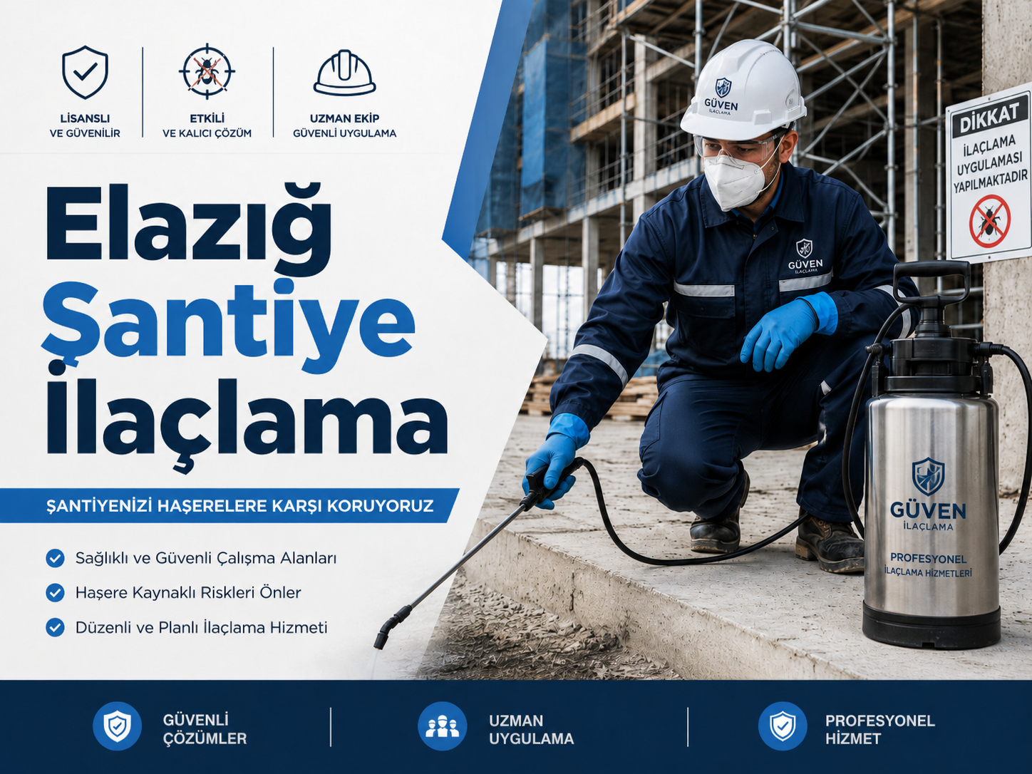 Elazığ şantiye ilaçlama koğuş yemekhane ve saha haşere kontrolü