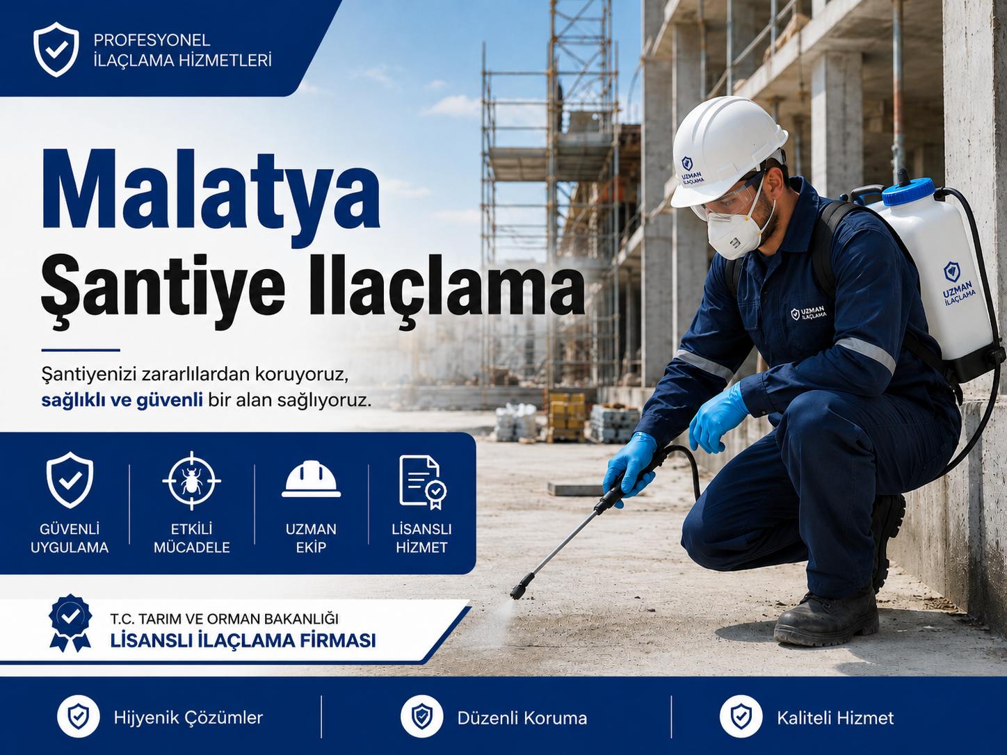 Malatya şantiye ilaçlama koğuş yemekhane ve inşaat alanı haşere kontrolü