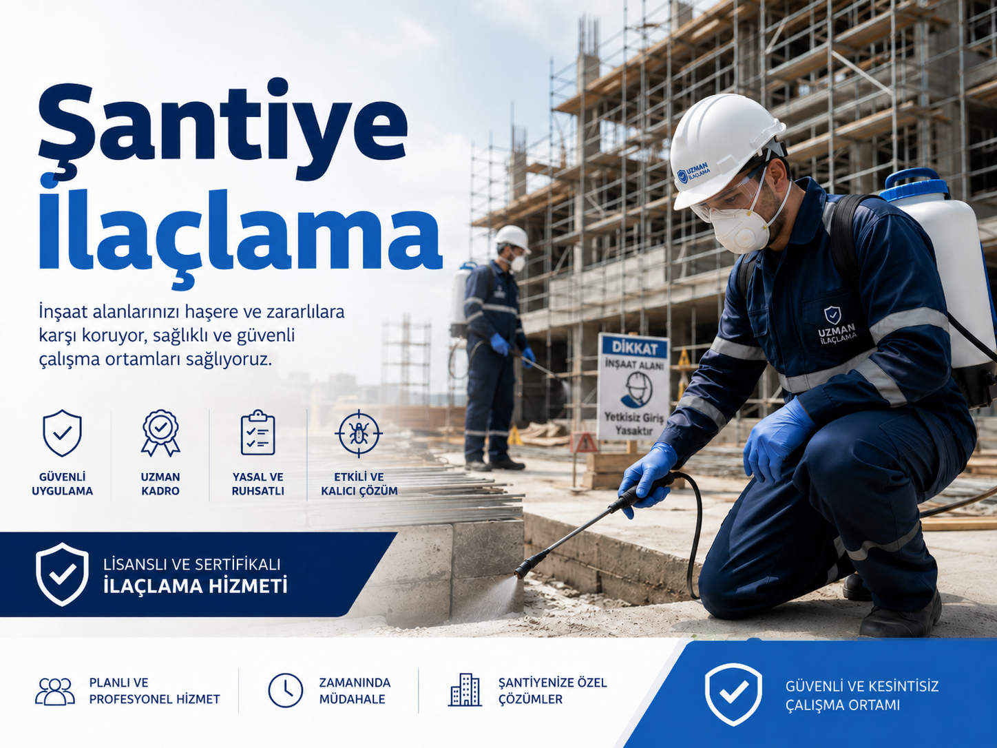 Şantiye ilaçlama personel alanları ve yemekhane haşere mücadelesi
