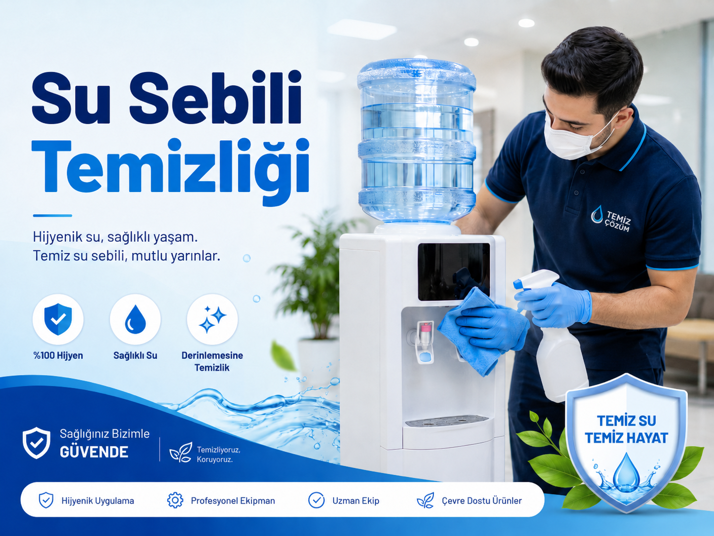 Su sebili temizliği hijyenik içme suyu cihazı bakım ve dezenfeksiyon hizmeti
