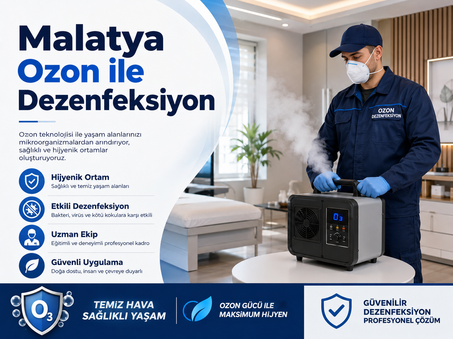Malatya ozon ile dezenfeksiyon ortam hijyeni ve koku giderme hizmeti