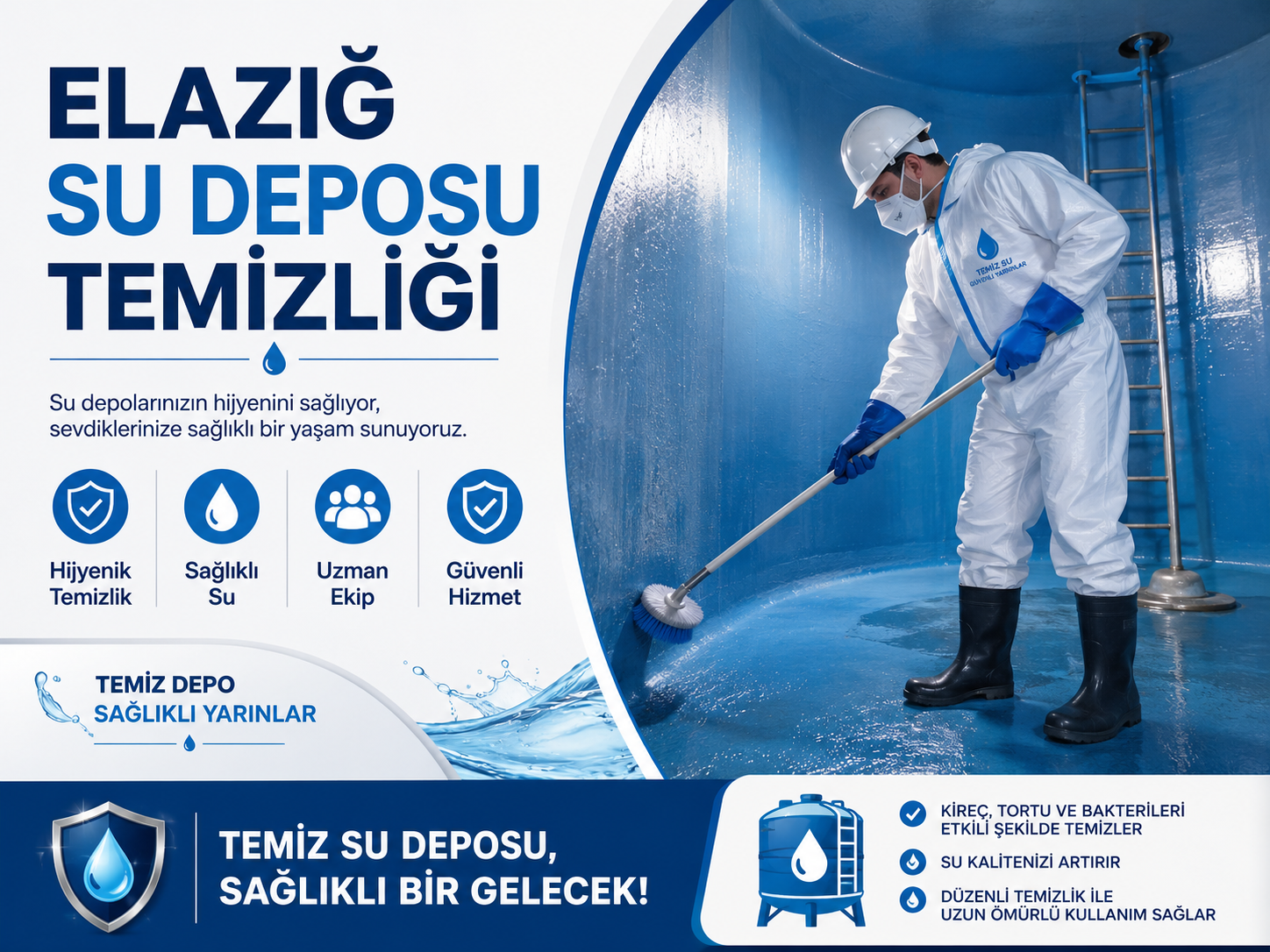 Elazığ su deposu temizliği hijyenik depo yıkama ve dezenfeksiyon